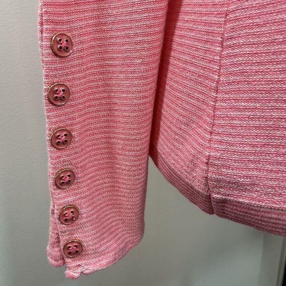 J.McLaughlin Janie Sweater Top XS Coral Cotton Blend Button Cuff Women's Preppy - Picture 5 of 11